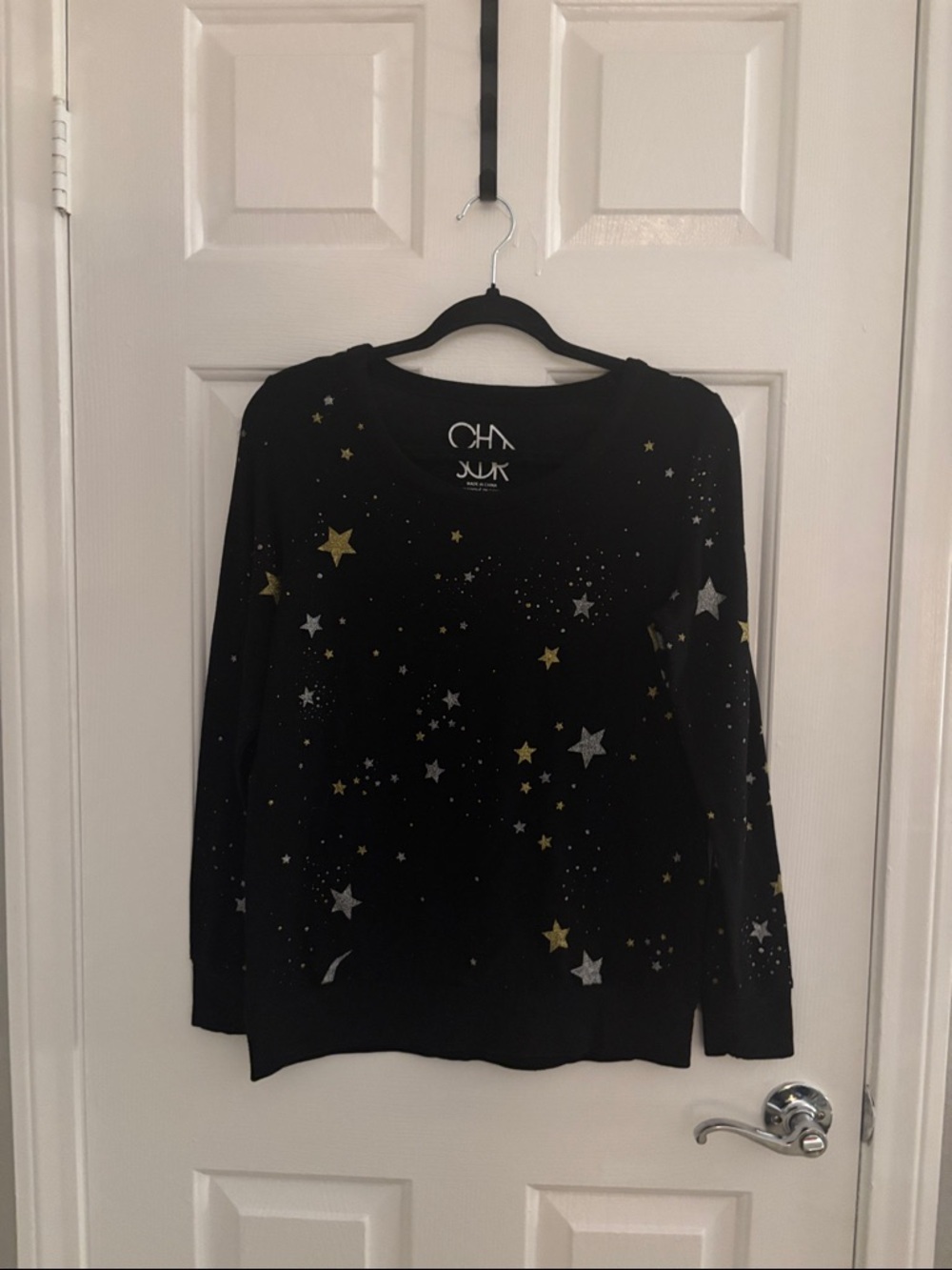 Chaser Black Star Print Long Sleeve Top